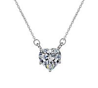NZVCQVPU 14K Pendant Necklace for Women, Charm Choker Dainty Necklaces Simple Solitaire Heart Lab Diamond Chain Necklace for Women White