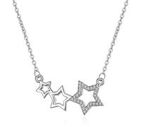 NZVCQVPU 14K White Necklace Chain for Women, Charm Choker Dainty Necklaces Hollow Stars with Round Lab Diamond Pendant Necklace for Women White