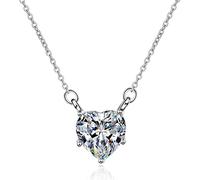 NZVCQVPU 14K White Pendant Necklace for Women, Charm Choker Dainty Necklaces Simple Heart Lab Diamond Chain Necklace for Women White