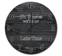 NZVCQVPU 15 Inch Wall Clock Ancient Wood Floor White Large Wall Clocks Battery Operated No Worries We're On Lake Time Retirement Decor For Living Room Bedroom Kitchen Farmhouse Decor