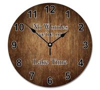NZVCQVPU 15 Inch Wall Clock Ancient Wood Floor White Large Wall Clocks Battery Operated No Worries We're On Lake Time Retirement Decor For Living Room Bedroom Kitchen Farmhouse Decor