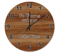 NZVCQVPU 15 Inch Wall Clock Ancient Wood Floor White Large Wall Clocks Battery Operated No Worries We're On Lake Time Retirement Decor For Living Room Bedroom Kitchen Farmhouse Decor