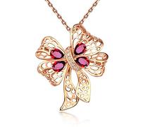 NZVCQVPU 18 Carat Chain Pendant Knot with Ruby ??0.69/1.82Ct Wedding Necklace for Women Rose