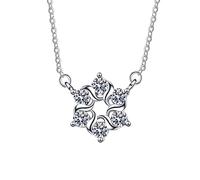 NZVCQVPU 18K Chain Necklace Women, Charm Choker Dainty Necklaces Elegant Twisted Flower with Round Lab Diamond Pendant Necklace for Women White