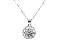 NZVCQVPU 18K Chain Necklace Women, Charm Choker Dainty Necklaces Hollow Circle Sunflower with 1ct Round Lab Diamond Pendant Necklace for Women White