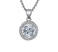NZVCQVPU 18K Necklace Chain Women, Charm Choker Dainty Necklaces Classic Hollow Circle with 1ct Round Lab Diamond Pendant Necklace for Women White