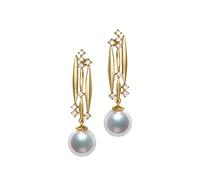 NZVCQVPU 18k rosa irregolare cavo bianco rotondo 0,04 ct di diamante con collana di perle rotonde bianca per donna collana a ciondolo 18 pollici
