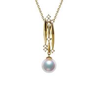 NZVCQVPU 18k rosa irregolare cavo bianco rotondo 0,04 ct di diamante con collana di perle rotonde bianca per donna collana a ciondolo 18 pollici