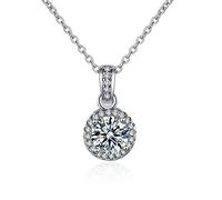 NZVCQVPU 18K White Necklace Chain for Women, Charm Choker Dainty Necklaces Elegant Design with 1ct Round Lab Diamond Pendant Necklace for Women White