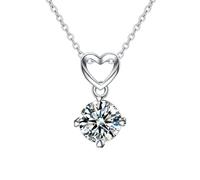 NZVCQVPU 18K White Necklace Chain for Women, Charm Choker Dainty Necklaces Hollow Heart with Round Lab Emerald Pendant Necklace for Women White