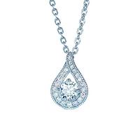NZVCQVPU 18K White Teardrop White Round 0.23CT Diamond Necklace for Women Pendant Necklace 18 Inch