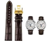 NZVCQVPU 19mm 20mm 21mm Watch Band Banco di cuoio in pelle Cinta di guardia con fibbia farfalla ， per Masters Collection L3 L4 L2.628/L2.673 Serie di orologio Sostituzione cinghia