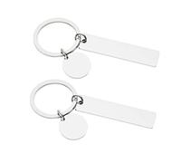 NZVCQVPU 2 pezzi in acciaio inox - spazi vuoti - portachiavi per creare fascino duraturo per portachiavi - tag souvenir