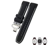 NZVCQVPU 23mm 24mm Silicone Watch Strap Fit T035 T035627 Butterfly Buckle Replacement Black Blue End Watch Bands (Color : Blue Grey, Size : 23mm Silver Clasp)