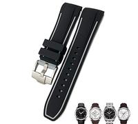 NZVCQVPU 23mm 24mm Silicone Watch Strap Fit T035 T035627 Butterfly Buckle Replacement Black Blue End Watch Bands (Color : Blue Grey, Size : 23mm Silver Clasp)