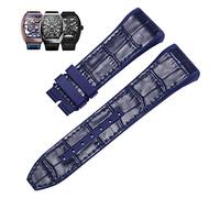 NZVCQVPU 28mm Nylon Genuine Leather Silicone Watch band Black Blue Folding Buckle Watch Strap For Franck Muller V45 Series Watchbands