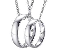NZVCQVPU 2pcs Couple Collace Incised, le lucida ciglio più amiche donne, collana in acciaio inossidabile, lunghezza 50/60 cm