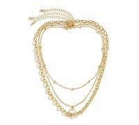NZVCQVPU 3 Layer Necklaces for Womens, Layered Necklaces for Women Adjustable Plated Chain Necklace with Heart Pendant