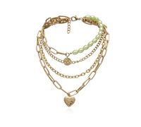 NZVCQVPU 4 Layered Necklace for Women, Womens Necklaces Fashion Trendy Adjustable Plated Chain Necklace with Heart Pendant