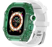 NZVCQVPU 49mm Clear Transparent Case Mod Kit Men Silicone Bands，For Series 8 45mm, Hard PC Cover Replacement Strap Upgrade Rm Style Watch Accessories，For watch Series 7 44mm