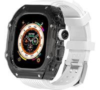 NZVCQVPU 49mm Clear Transparent Case Mod Kit Men Silicone Bands，For Series 8 45mm, Hard PC Cover Replacement Strap Upgrade Rm Style Watch Accessories，For watch Series 7 44mm