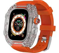 NZVCQVPU 49mm Clear Transparent Case Mod Kit Men Silicone Bands，For Series 8 45mm, Hard PC Cover Replacement Strap Upgrade Rm Style Watch Accessories，For watch Series 7 44mm