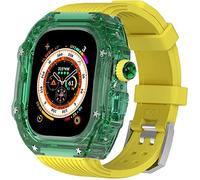 NZVCQVPU 49mm Clear Transparent Case Mod Kit Men Silicone Bands，For Series 8 45mm, Hard PC Cover Replacement Strap Upgrade Rm Style Watch Accessories，For watch Series 7 44mm