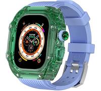 NZVCQVPU 49mm Clear Transparent Case Mod Kit Men Silicone Bands，For Series 8 45mm, Hard PC Cover Replacement Strap Upgrade Rm Style Watch Accessories，For watch Series 7 44mm