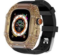 NZVCQVPU 49mm Clear Transparent Case Mod Kit Men Silicone Bands，For Series 8 45mm, Hard PC Cover Replacement Strap Upgrade Rm Style Watch Accessories，For watch Series 7 44mm