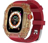 NZVCQVPU 49mm Clear Transparent Case Mod Kit Men Silicone Bands，For Series 8 45mm, Hard PC Cover Replacement Strap Upgrade Rm Style Watch Accessories，For watch Series 7 44mm