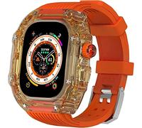 NZVCQVPU 49mm Clear Transparent Case Mod Kit Men Silicone Bands，For Series 8 45mm, Hard PC Cover Replacement Strap Upgrade Rm Style Watch Accessories，For watch Series 7 44mm