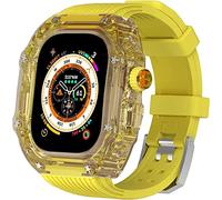 NZVCQVPU 49mm Clear Transparent Case Mod Kit Men Silicone Bands，For Series 8 45mm, Hard PC Cover Replacement Strap Upgrade Rm Style Watch Accessories，For watch Series 7 44mm