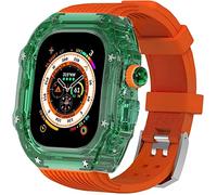 NZVCQVPU 49mm Clear Transparent Case Mod Kit Men Silicone Bands，For Series 8 45mm, Hard PC Cover Replacement Strap Upgrade Rm Style Watch Accessories，For watch Series 7 44mm