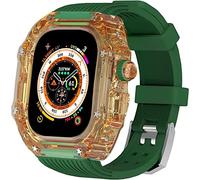 NZVCQVPU 49mm Clear Transparent Case Mod Kit Men Silicone Bands，For Series 8 45mm, Hard PC Cover Replacement Strap Upgrade Rm Style Watch Accessories，For watch Series 7 44mm