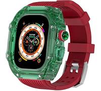 NZVCQVPU 49mm Clear Transparent Case Mod Kit Men Silicone Bands，For Series 8 45mm, Hard PC Cover Replacement Strap Upgrade Rm Style Watch Accessories，For watch Series 7 44mm