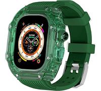 NZVCQVPU 49mm Clear Transparent Case Mod Kit Men Silicone Bands，For Series 8 45mm, Hard PC Cover Replacement Strap Upgrade Rm Style Watch Accessories，For watch Series 7 44mm