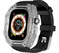 NZVCQVPU 49mm Clear Transparent Case Mod Kit Men Silicone Bands，For Series 8 45mm, Hard PC Cover Replacement Strap Upgrade Rm Style Watch Accessories，For watch Series 7 44mm