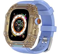 NZVCQVPU 49mm Clear Transparent Case Mod Kit Men Silicone Bands，For Series 8 45mm, Hard PC Cover Replacement Strap Upgrade Rm Style Watch Accessories，For watch Series 7 44mm