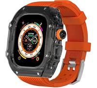 NZVCQVPU 49mm Clear Transparent Case Mod Kit Men Silicone Bands，For Series 8 45mm, Hard PC Cover Replacement Strap Upgrade Rm Style Watch Accessories，For watch Series 7 44mm