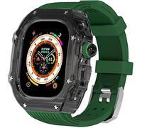 NZVCQVPU 49mm Clear Transparent Case Mod Kit Men Silicone Bands，For Series 8 45mm, Hard PC Cover Replacement Strap Upgrade Rm Style Watch Accessories，For watch Series 7 44mm