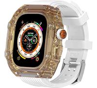 NZVCQVPU 49mm Clear Transparent Case Mod Kit Men Silicone Bands，For Series 8 45mm, Hard PC Cover Replacement Strap Upgrade Rm Style Watch Accessories，For watch Series 7 44mm