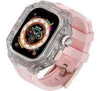 NZVCQVPU 49mm Transparent Watch Case Rubber Band,For Ultra 8 Series Replacement,Silicone Sport Straps Clear PC Watch Case Bezel Mod Kit Accessories