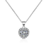 NZVCQVPU 9K Chain Necklace Women, Charm Choker Dainty Necklaces Heart Design with Lab Diamond Pendant Necklace for Women White