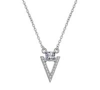 NZVCQVPU 9K White Necklace Chain for Women, Charm Choker Dainty Necklaces Hollow Triangular with 4 Prong Square Lab Diamond Pendant Necklace for Women White