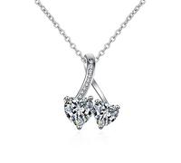NZVCQVPU 9K White Necklace Chain for Women, Charm Choker Dainty Necklaces Shiny Double Heart with Lab Diamond Pendant Necklace for Women White