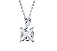NZVCQVPU 9K White Pendant Necklace for Women, Charm Choker Dainty Necklaces Waterdrop and Square Lab Diamond Chain Necklace for Women White