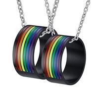 NZVCQVPU Anelli di coppia, anello anello inossidabile nero personalizzato personalizzato da 10 mm anello LGBT nero con regalo per smalto arcobaleno per uomini