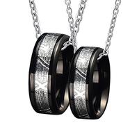 NZVCQVPU Anelli di coppia, collane di coppia per lui e il suo tungsteno nero personalizza il metallo intarsio ad anello nero da 8 mm per il fidanzato