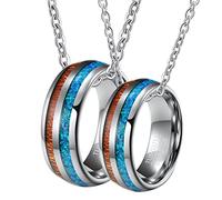 NZVCQVPU Anelli di coppia, coppia collane personalizzate in tungsteno 8 mm Ringi in legno e cavo opale per marito