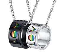 NZVCQVPU Anelli di coppia, coppia per fidanzate e fidanzata collane personalizzate nere che ruotano l'anello LGBT amore 11mm per donne